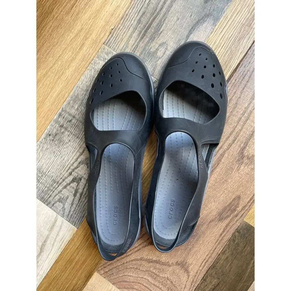 Crocs Women's Black Mary Jane Comfort Clogs Slip On Shoes Size W10